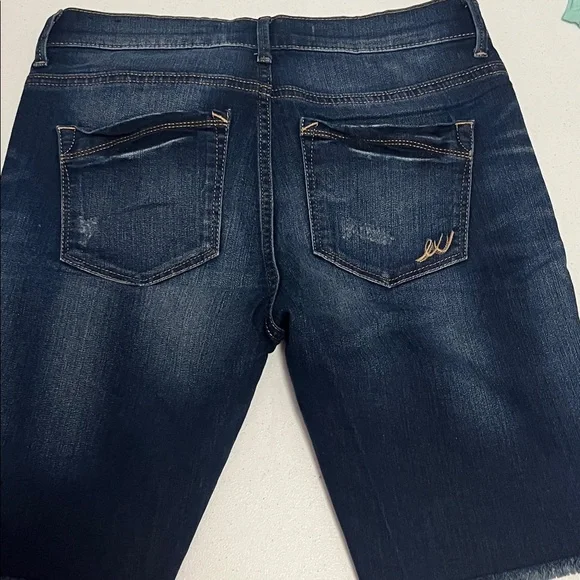 Express Blue Ripped Denim Shorts - Picture 8 of 8